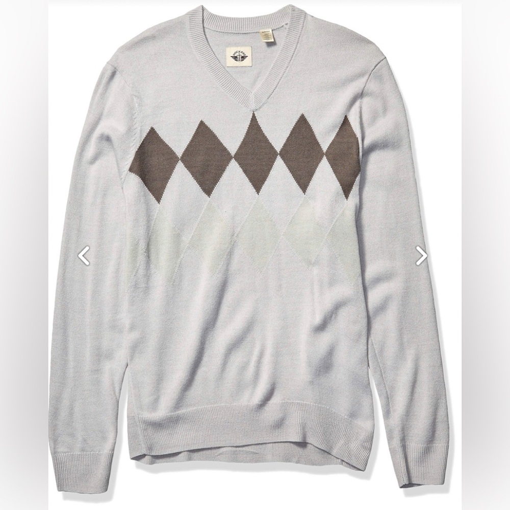 Dockers Men's Long Sleeve V-Neck Sweater Argyle Size Small